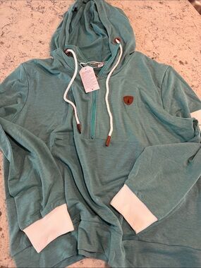 Aqua Teal Wanakome Hoodie by Aqua with White Accents